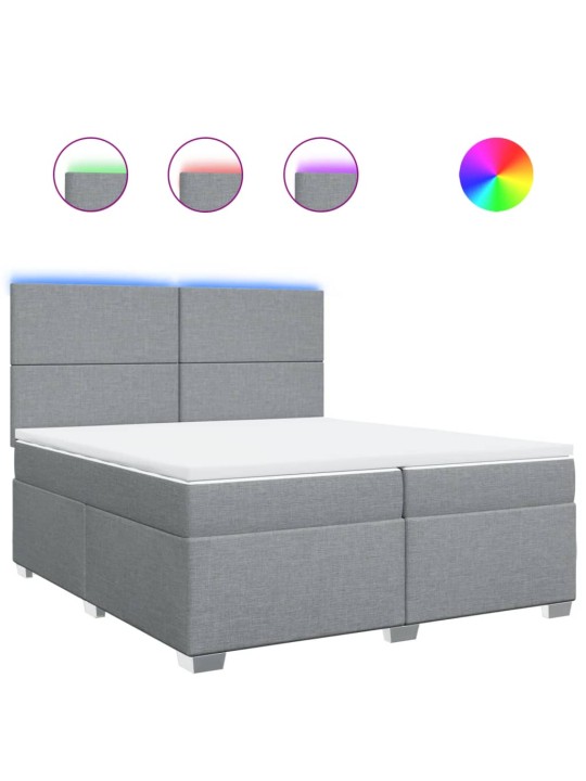 Box spring postel s matrací světle šedá 200 x 200 cm textil
