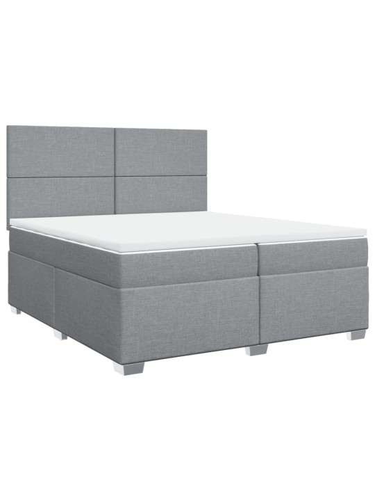 Box spring postel s matrací světle šedá 200 x 200 cm textil