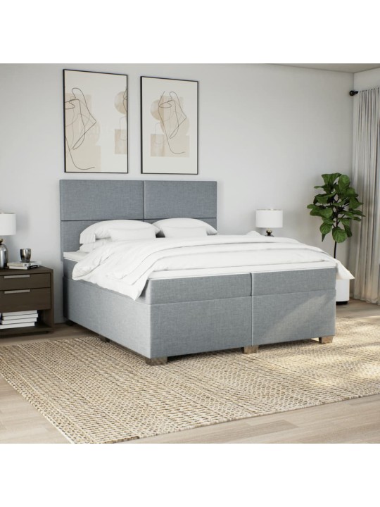 Box spring postel s matrací světle šedá 200 x 200 cm textil