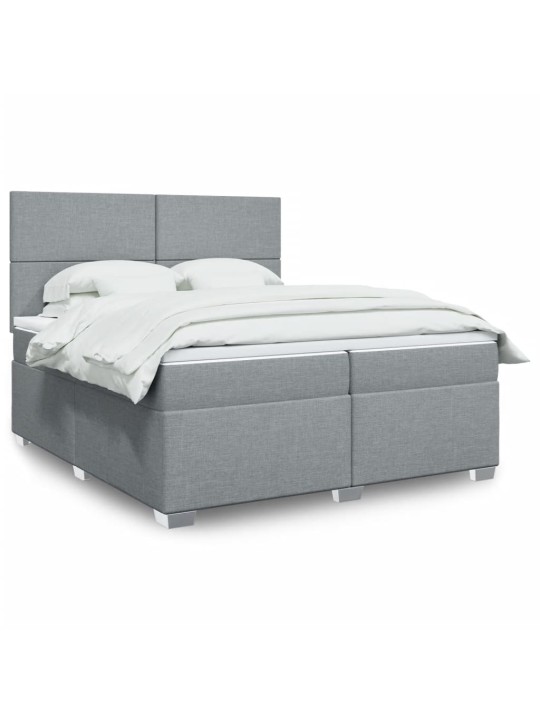 Box spring postel s matrací světle šedá 200 x 200 cm textil