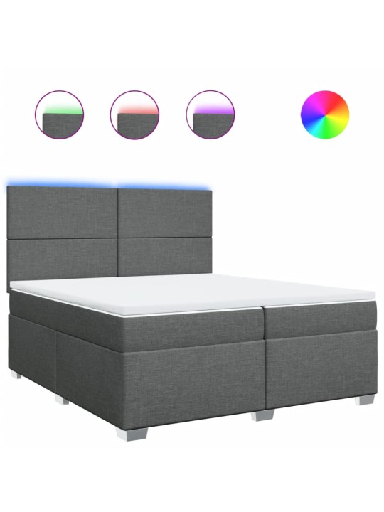 Box spring postel s matrací tmavě šedá 200x200 cm textil