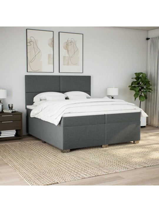 Box spring postel s matrací tmavě šedá 200x200 cm textil