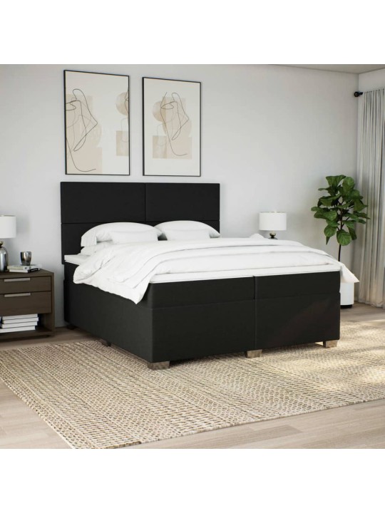 Box spring postel s matrací černá 200x200 cm textil