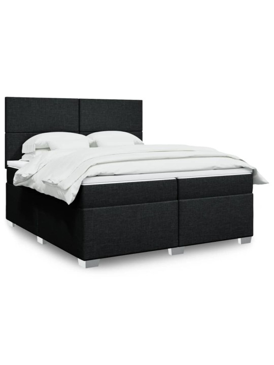 Box spring postel s matrací černá 200x200 cm textil