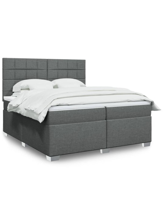 Box spring postel s matrací tmavě šedá 200x200 cm textil