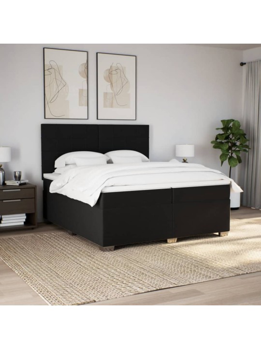 Box spring postel s matrací černá 200x200 cm textil