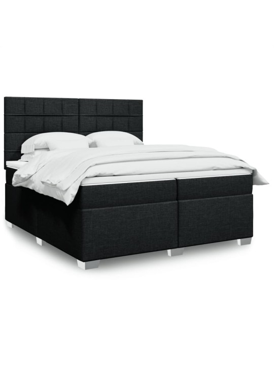 Box spring postel s matrací černá 200x200 cm textil