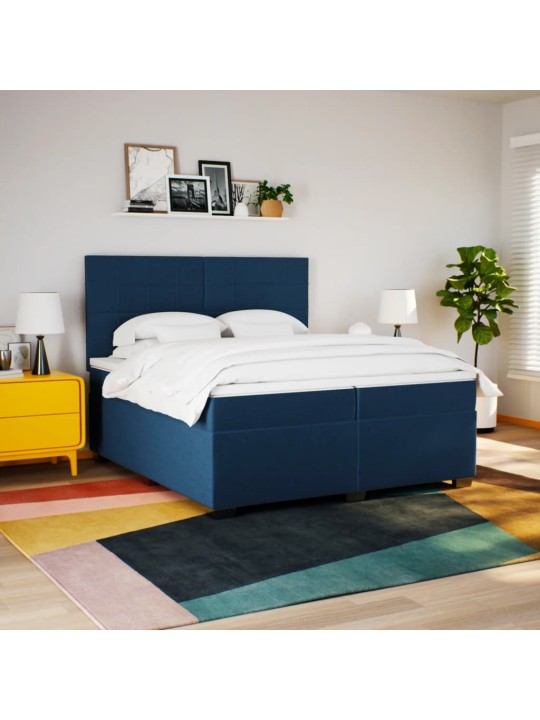 Box spring postel s matrací modrá 200x200 cm textil