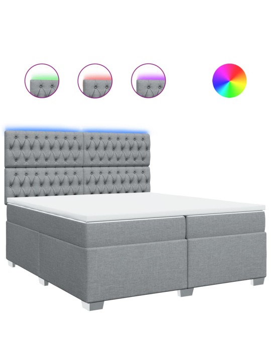 Box spring postel s matrací světle šedá 200 x 200 cm textil