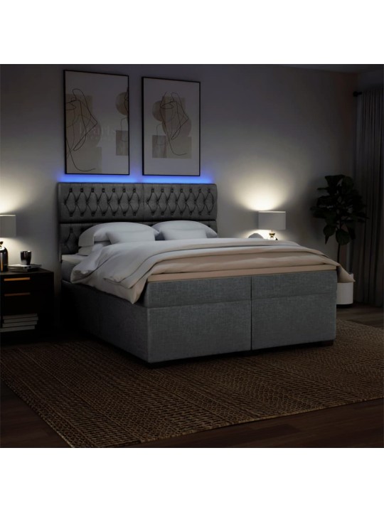 Box spring postel s matrací světle šedá 200 x 200 cm textil