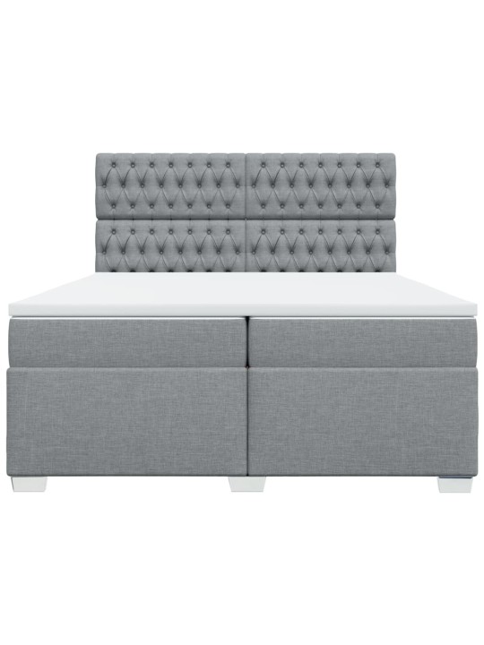 Box spring postel s matrací světle šedá 200 x 200 cm textil