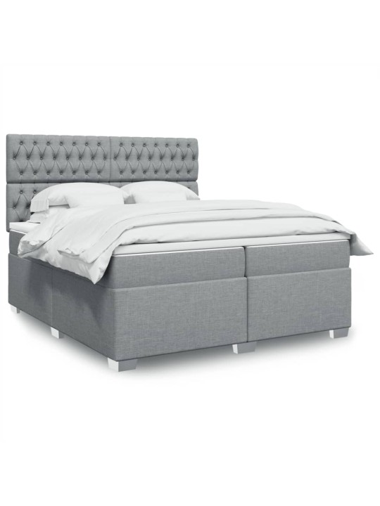 Box spring postel s matrací světle šedá 200 x 200 cm textil