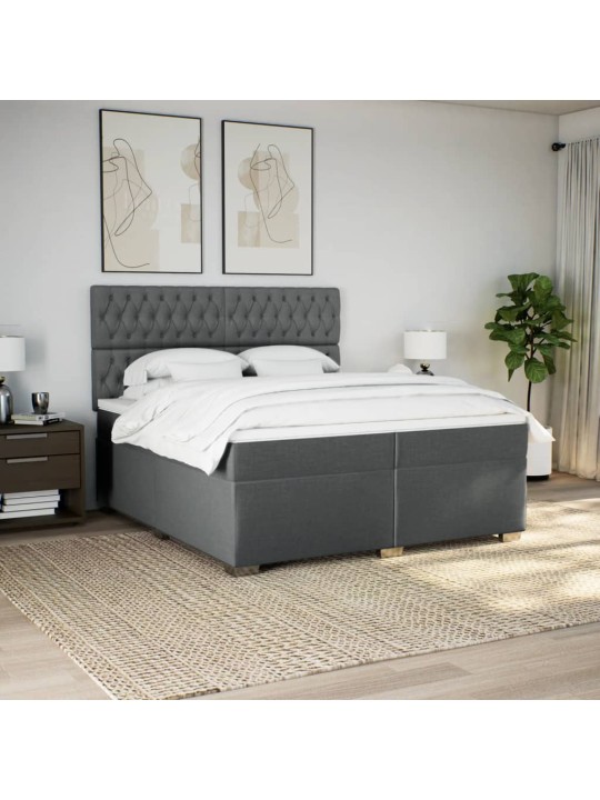 Box spring postel s matrací tmavě šedá 200x200 cm textil