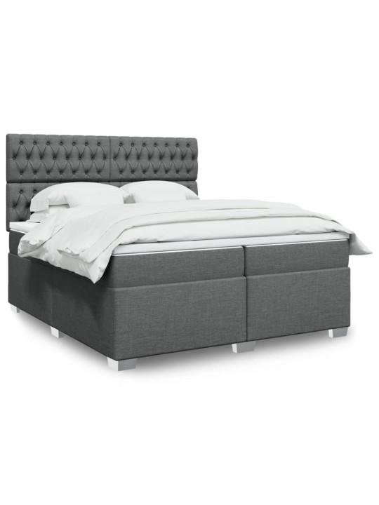 Box spring postel s matrací tmavě šedá 200x200 cm textil