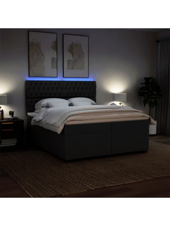 Box spring postel s matrací černá 200x200 cm textil