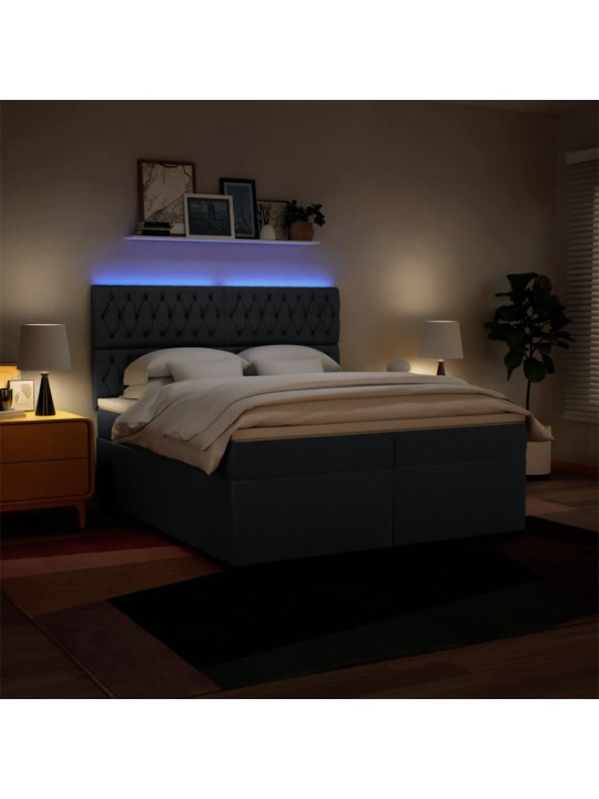 Box spring postel s matrací modrá 200x200 cm textil