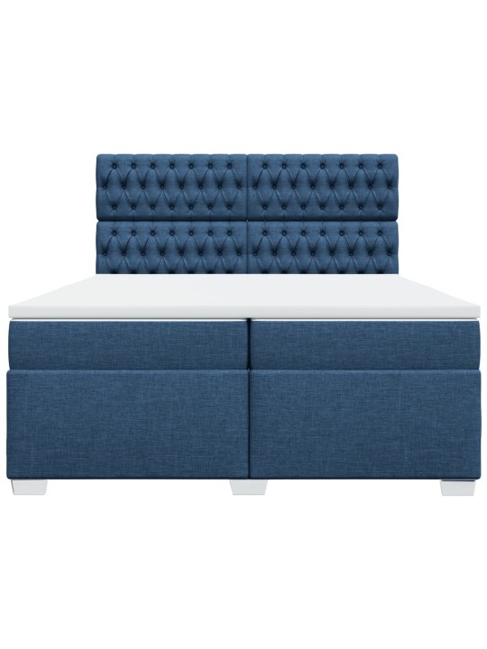 Box spring postel s matrací modrá 200x200 cm textil