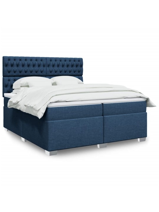 Box spring postel s matrací modrá 200x200 cm textil