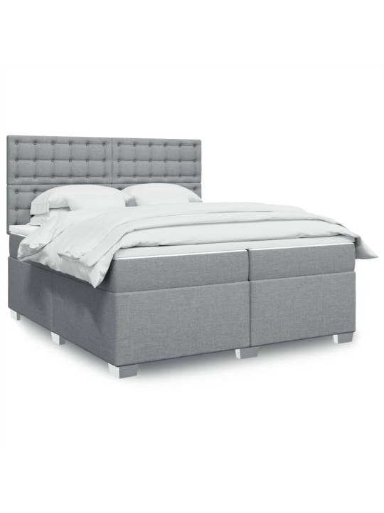 Box spring postel s matrací světle šedá 200 x 200 cm textil