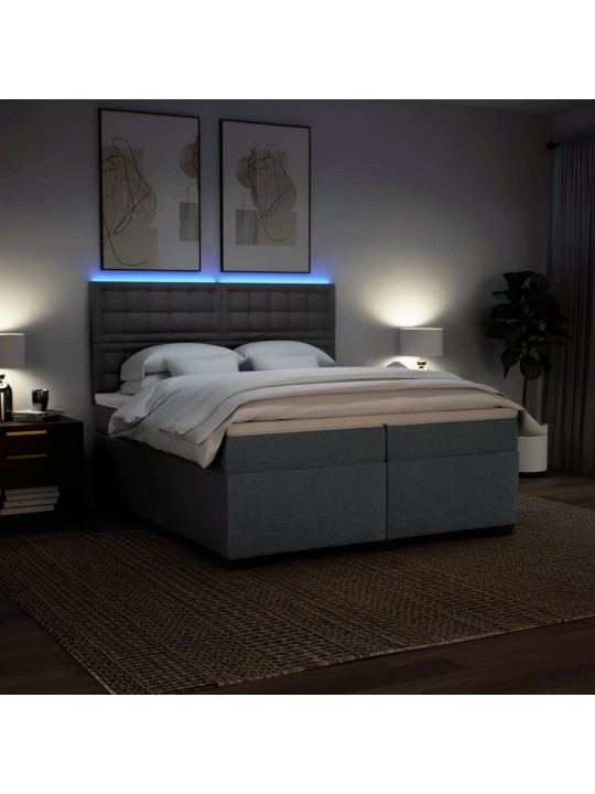 Box spring postel s matrací tmavě šedá 200x200 cm textil