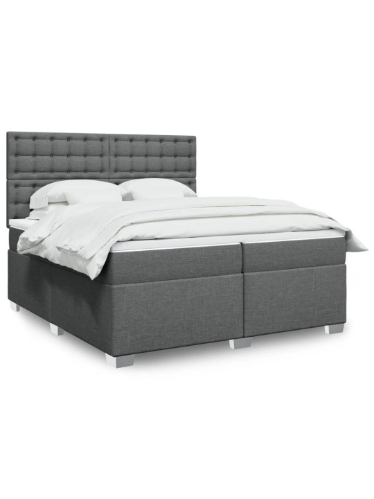 Box spring postel s matrací tmavě šedá 200x200 cm textil