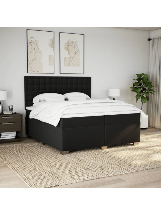 Box spring postel s matrací černá 200x200 cm textil