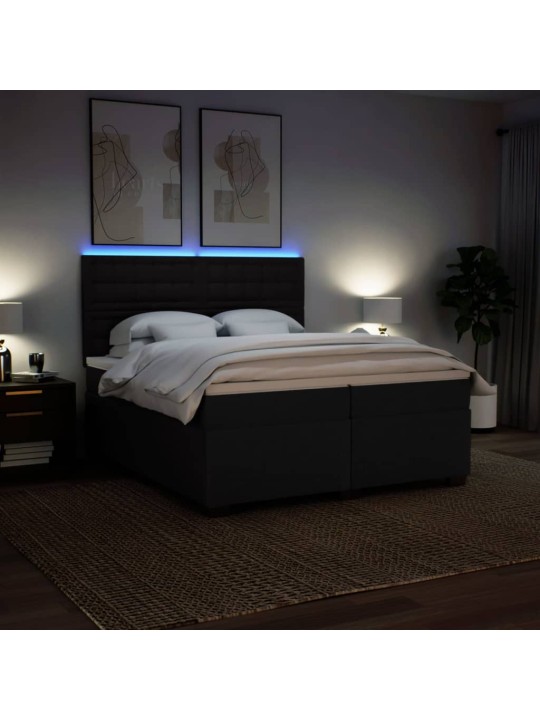 Box spring postel s matrací černá 200x200 cm textil