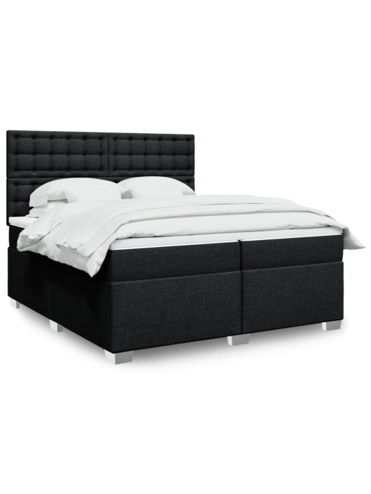 Box spring postel s matrací černá 200x200 cm textil