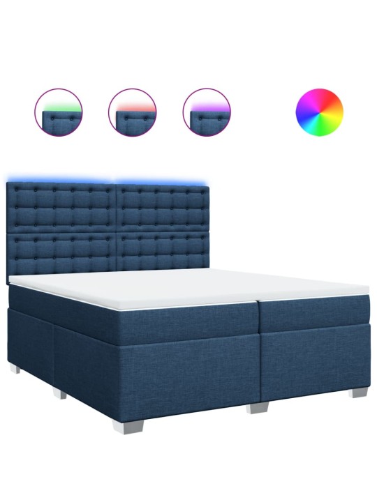 Box spring postel s matrací modrá 200x200 cm textil