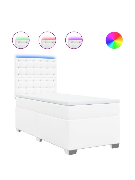Box spring postel s matrací bílá 80 x 200 cm umělá kůže