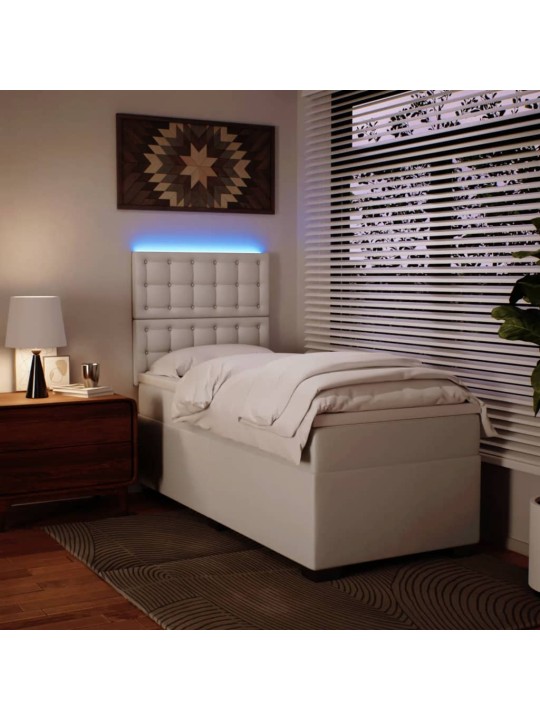 Box spring postel s matrací bílá 80 x 200 cm umělá kůže