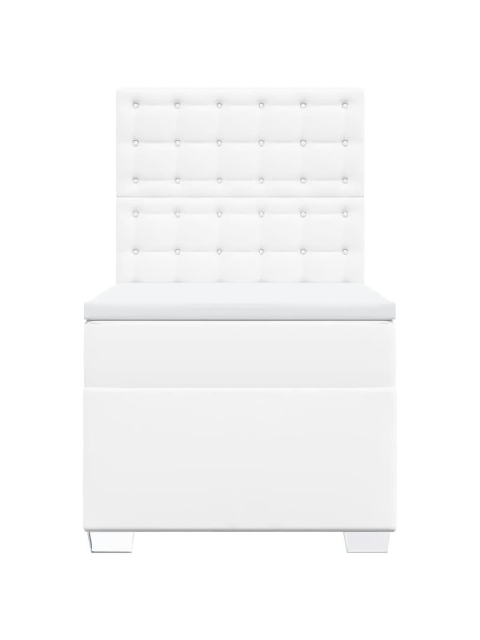 Box spring postel s matrací bílá 80 x 200 cm umělá kůže