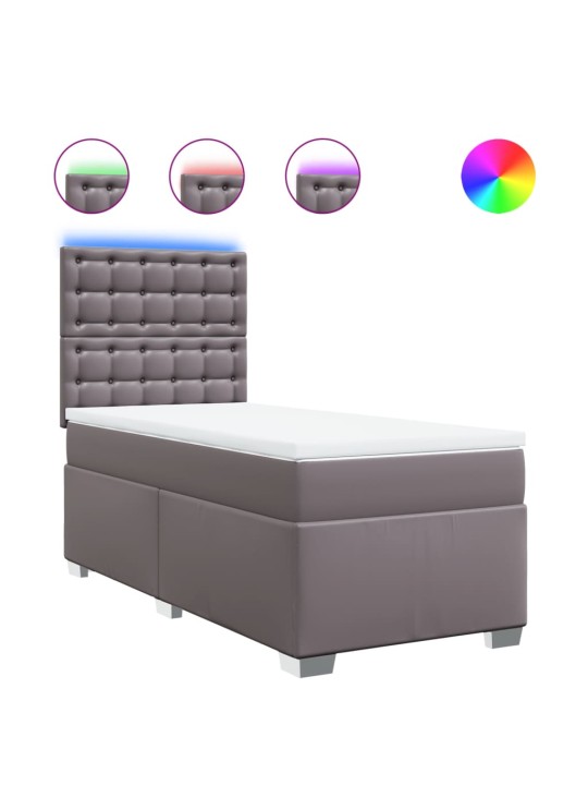 Box spring postel s matrací šedá 80 x 200 cm umělá kůže