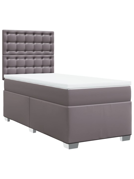 Box spring postel s matrací šedá 80 x 200 cm umělá kůže