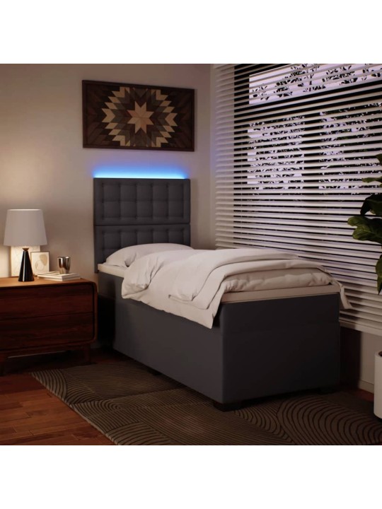 Box spring postel s matrací šedá 80 x 200 cm umělá kůže