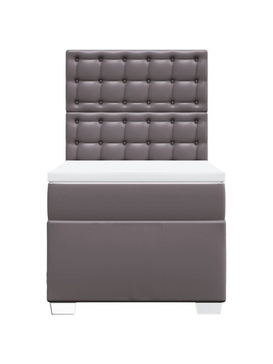 Box spring postel s matrací šedá 80 x 200 cm umělá kůže