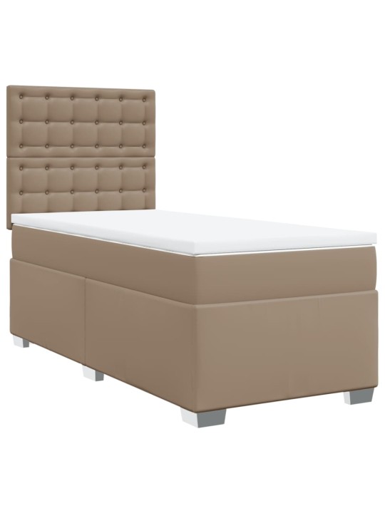 Box spring postel s matrací cappuccino 80 x 200 cm umělá kůže