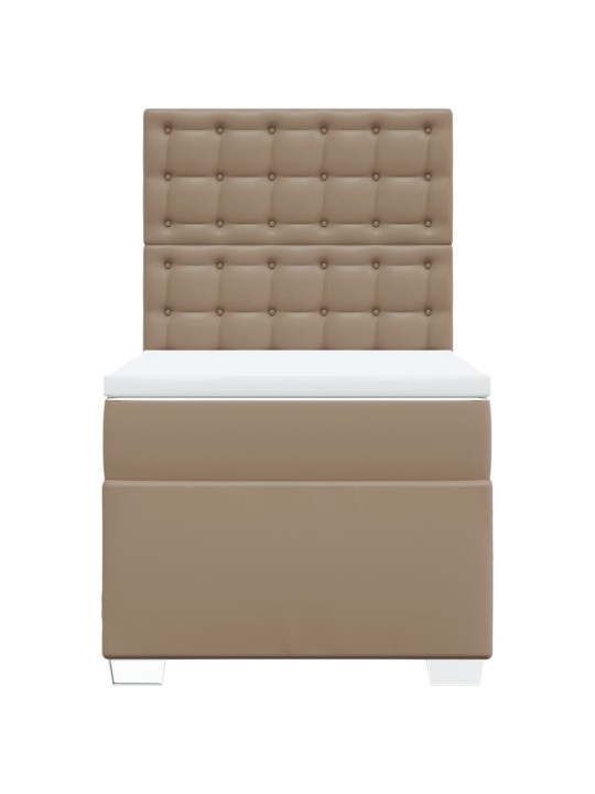 Box spring postel s matrací cappuccino 80 x 200 cm umělá kůže