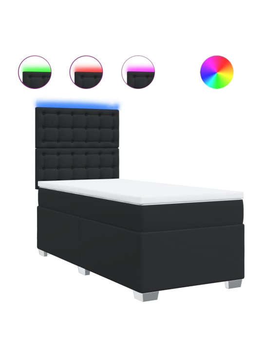 Box spring postel s matrací černá 90x190 cm umělá kůže