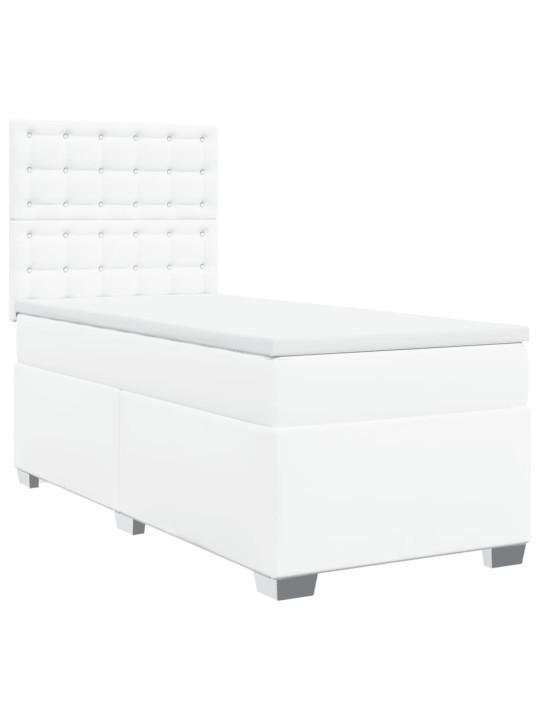 Box spring postel s matrací bílá 90x190 cm umělá kůže