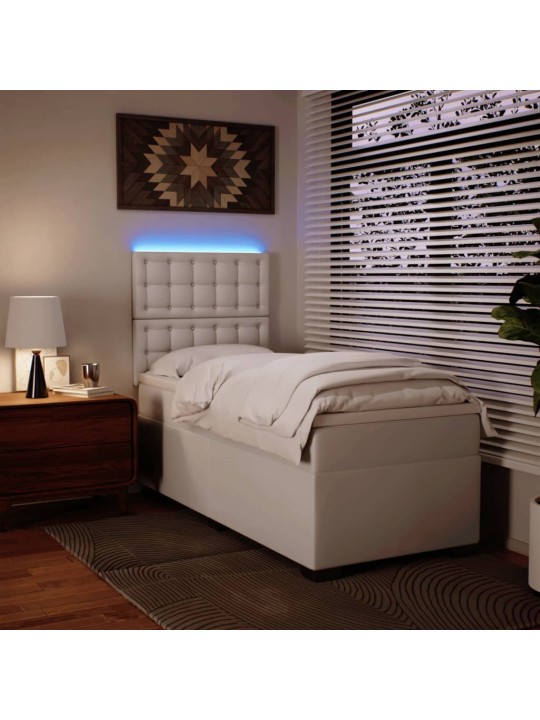Box spring postel s matrací bílá 90x190 cm umělá kůže