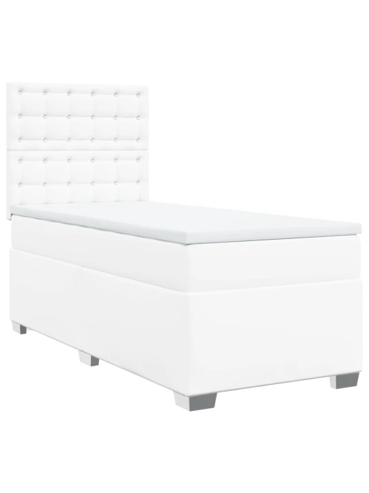Box spring postel s matrací bílá 90x200 cm umělá kůže
