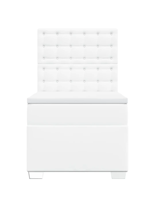 Box spring postel s matrací bílá 90x200 cm umělá kůže