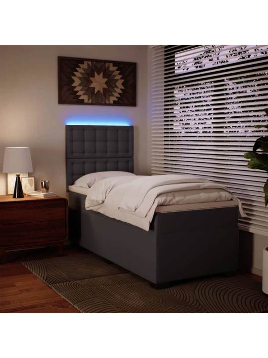 Box spring postel s matrací šedá 90x200 cm umělá kůže