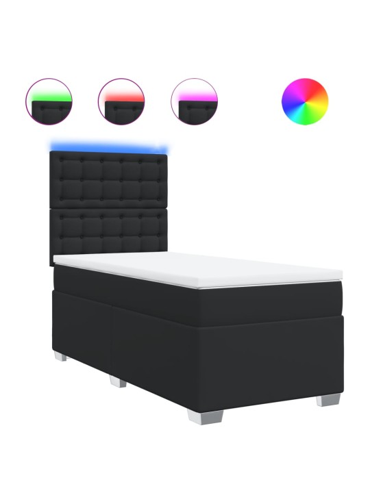 Box spring postel s matrací černá 100x200 cm umělá kůže