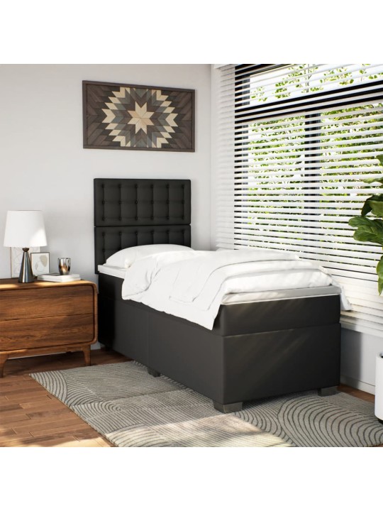 Box spring postel s matrací černá 100x200 cm umělá kůže