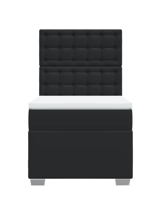 Box spring postel s matrací černá 100x200 cm umělá kůže