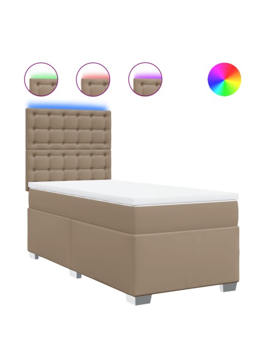 Box spring postel s matrací cappuccino 100x200 cm umělá kůže