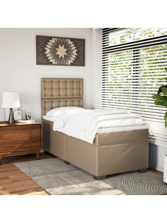 Box spring postel s matrací cappuccino 100x200 cm umělá kůže