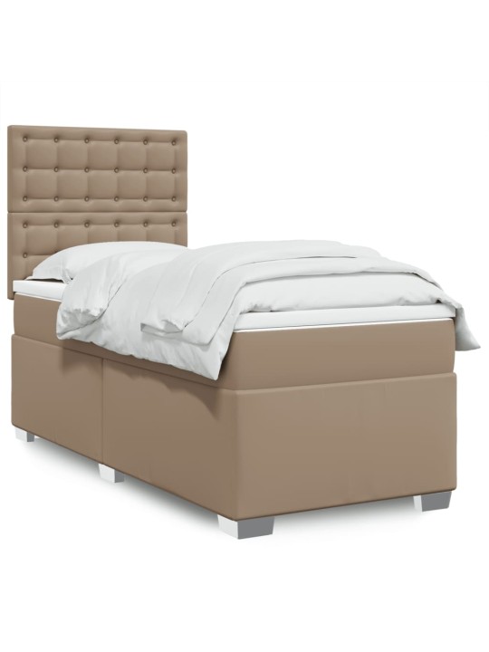 Box spring postel s matrací cappuccino 100x200 cm umělá kůže